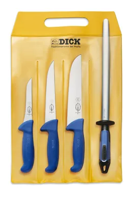 Produktbild von F. DICK Messer Set ErgoGrip 4-teilig (3 Fleischermesser, Wetzstahl, HRC 56èƒÃ†Â’Â¥èƒÂ€Âš°)