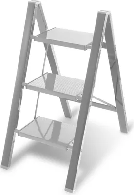 Image de Echelle pliante Hengda 3 marches argent Escabeau Escabeau pliant Alu