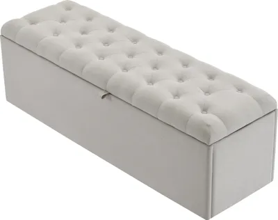Produktbild von Abrihome Gepolsterte Sitzbank mit Stauraum,Leinen Polsterbank,141x42x47cm Betthocker-Hellgrau