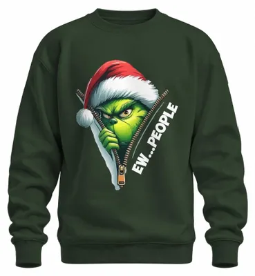 Productafbeelding van Ew People Grinch Kerstman Rits Grappig Kerstman Sweater Trui, Flesgroen, Maat M