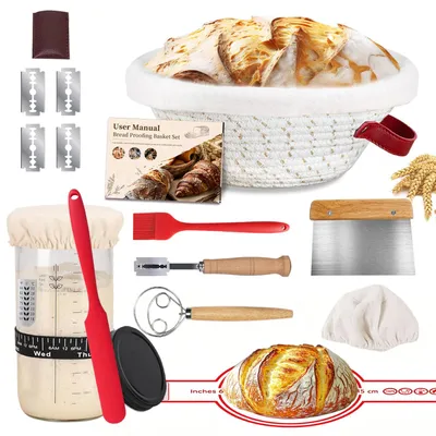Brotbackset: Gärkorb 25 cm, Fermentationsglas 710 ml, Zubehör