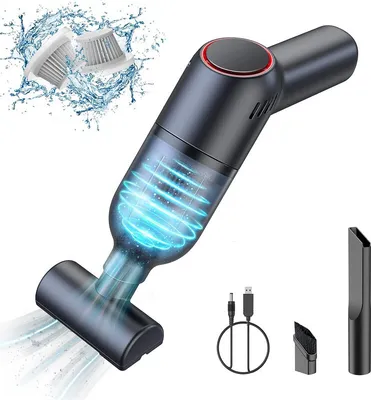 Image de Aspirateur à main sans fil Mini Dust Buster rechargeable humide et sec pour tapis voiture canapé-lit - Noir