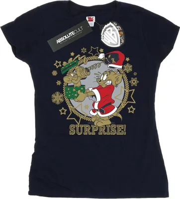 Produktbild von Tom And Jerry - "Christmas Surprise" T-Shirt für Damen BI43646 (XXL) (Marineblau)