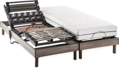 Image de Ensemble Matelas Sommier Relaxation Électrique, 2x90x200 cm, Ressorts Ensachés, 7 Zones Confort, DEKO DREAM Ergo 2