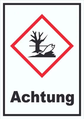 Produktbild von Schild Gewässergefährdend Achtung Verunreinigung von Wasser hochkant A6 Rückseite selbstklebend