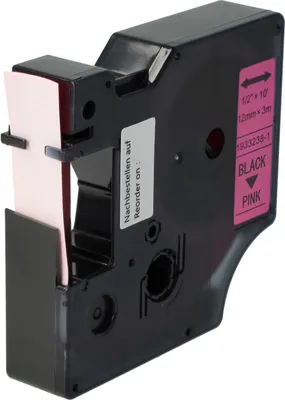 Produktbild von vhbw Schriftband-Kassette kompatibel mit Dymo LabelMaker PC2, PC, 500TS, 450D, 500, PC II Etiketten-Drucker 3m x 12mm Schwarz auf Leucht-Pink