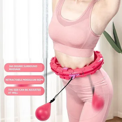 Produktbild von Famanu Hoola Hoop Fitness Automatische Rotationskreis mit abnehmbarem Knoten - Rot