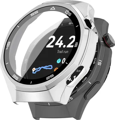 Produktbild von 360 Grad Smartwatch Hülle für Huawei Watch GT6 Pro 46 mm mit Displayschutz Case Watch Cover Bumper Rundum Schutzhülle Uhr Bildschirmschutz Silber