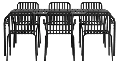 Produktbild von Borneo Gartenset Tisch 100x200 cm schwarz 6 Stühle schwarz.
