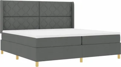 Imagen del producto de Cama con somier y colchón de la marca vidaXL, color gris oscuro, dimensiones 200 x 200 cm, tapizada en tela