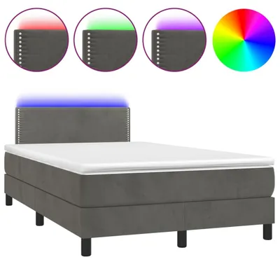 Productafbeelding van vidaXL Boxspringbed met matras en LED-verlichting, donkergrijs, 120x200 cm, fluweel