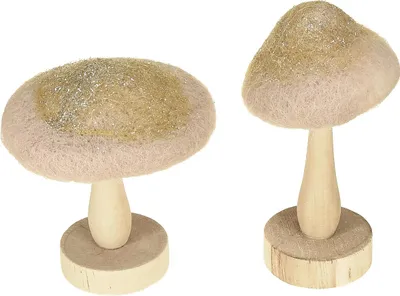 Produktbild von Dekopilze aus Holz und Filz als Tischdeko für Herbst und Advent, 4 Stück