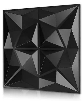 Obrázek produktu pro Ikodm 3D PVC panely na stěnu, 30*30 cm, černá barva, design "diamant", vhodné pro vnitřní použití, lze řezat