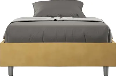 Produktbild von ITYHOME - Gepolstertes Bett mit Bettkasten 120x210 mit Mikrofaserbezug Ocker Azelia