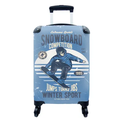 Produktbild von MuchoWow® Koffer Handgepäck Trolley Rollkoffer Kleine Reisekoffer mit 4 Rollen - Snowboard - Mann - Retro - Zitat - Cabin Size < 55x40x23 cm & 55x40x20 cm - Fotokoffer - Kabinenkoffer - Boardgepäck - Reise-Box - Reisekoffer - Reisegepäck - Koffer mit Bild - Trolley für Kinder