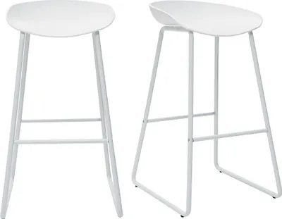Produktbild von Miliboo - Design-Barhocker Weiß mit Metallbeinen (2 Stk.) PEBBLE