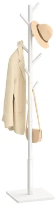 Garderobenständer aus Holz, 8 Haken, 180 cm, höhenverstellbar, Weiß