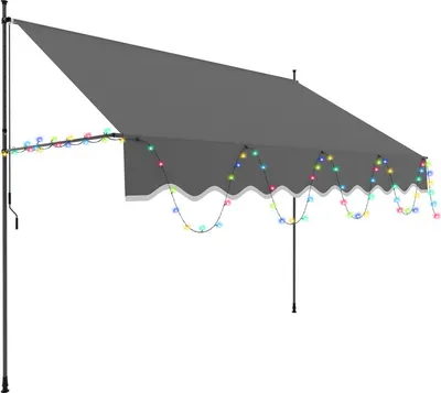 Produktbild von Aopunly Klemmmarkise mit LED 300x120cm Markise Höhenverstellbare Balkonmarkise mit Handkurbel Sonnenschutz ohne Bohren für Terrasse und Balkon Grau