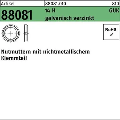 Produktbild von Reyher  Nutmuttern 88081 14 H GUK 1/M 12x1 Zn (10 Stück)