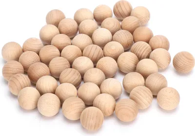 Produktbild von 50 Stück runde Holzkugeln aus unlackiertem Buchenholz, DIY-Kreativität, handgemachtes Bastelzubehör