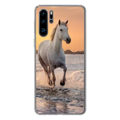 Produktbild von MuchoWow® Handyhülle Schutzhülle Hülle für Huawei P30 Pro Pferde - Sonne - Meer - Strand - Tiere Silikon Softcase Handy Hülle - Schutzdeckel