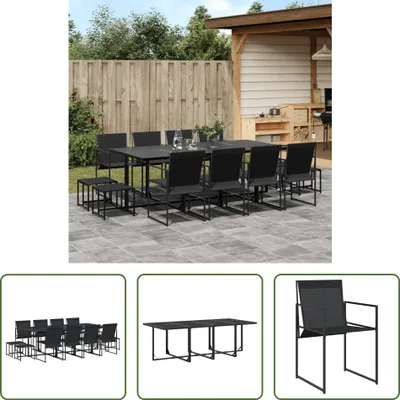 Produktbild von The Living Store 13-tlg. Garten-Essgruppe Schwarz Textilene