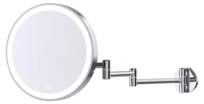 Produktbild von DEUSENFELD WL703CA - Akku Batterie LED Wand Kosmetikspiegel, 7x Vergrößerung, 3-Armig, Ø20cm, 3 einstellbare Lichtfarben, 10 Min. Timer, Dimmer, 4000mAh Lithium Akku, USB, hochglanz verchromt
