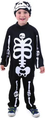 Immagine prodotto di Costume da scheletro per bambini con cappello (M)