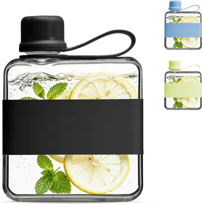 Produktbild von Wasserflasche flach, BPA-frei Tritan, 320 ml, mit Tragegriff, für Sport und Reisen