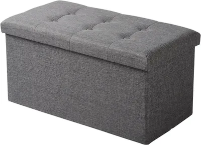 Zdjęcie produktu dla Puf z miejscem do przechowywania i siedziskiem obitym tkaniną | Ciemnoszary | 76x37,5x38 cm