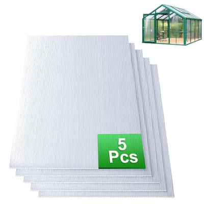 Obrázok produktu pre Sada polykarbonátových dosiek Peviasot, 5 kusov, hrúbka 8 mm, priehľadné, 0,1 kg/m², vhodné na skleník, strechu a terasu