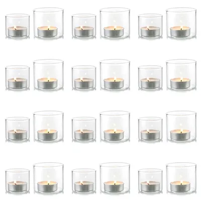 Zdjęcie produktu dla Podstawki szklane na świeczki typu tealight, zestaw 24 sztuk