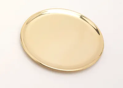 Produktbild von Kerzenteller, Dekoteller Messing Gold poliert Ø 14 cm ideal für Kerzen, Taufkerzen, Hochzeitskerzen