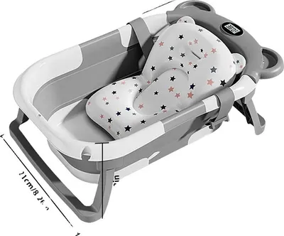Obrázek produktu pro Dětská vanička, integrovaný teploměr, protiskluzový design, šedá barva