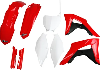 Produktbild von Verkleidungskit UFO PLAST 9-teilig Verkleidungssatz Kunststoff mit Gabelschutz für Honda CRF R X RX 250 / 450 ccm Bj. 2017 - 2021, Farbe:rot / weiß / schwarz