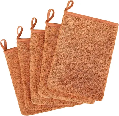 Productafbeelding van Washandjes 15 x 21 cm, set van 5, microvezel en katoen, voor gezichtsreiniging