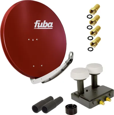 Produktbild von FUBA SAT Anlage DAA 850 R ALU Rot PremiumX Twin Monoblock 4x F-Stecker 2x Tülle