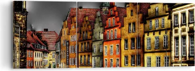 Produktbild von Bild auf Leinwand - Leinwandbild - Bunte Häuser historische Denkmäler - 90x30cm - Wand Bild - Wanddeko - Leinwanddruck - Bilder - Kunstdruck - Leinwand bilder - Wandkunst - CA90x30-0251