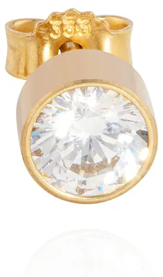 Produktbild von NKlaus Einzelner Kelch-Ohrstecker, 333 Gelbgold matt, weißer Zirkon Ø5,6mm