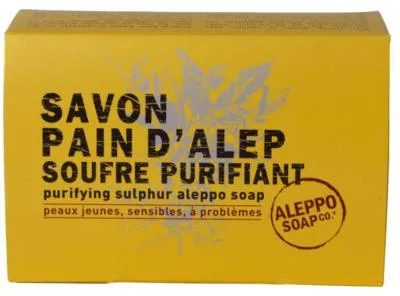 Produktbild von Aleppo Soap Co Aleppo-Seife mit Schwefelblüte in einer Schachtel (150 g)
