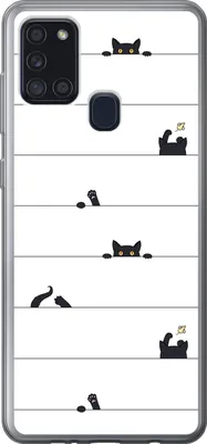 Produktbild von MuchoWow® Handyhülle Schutzhülle Hülle für Telefoonhoesje Samsung Galaxy A21s Katze - Muster - Maus - Jungen - Mädchen - Kinder - Kinder Silikon Softcase Handy Hülle - Hartschale