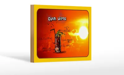 Produktbild von Holzschild Cuba 18x12cm Libre Sonne Cocktail