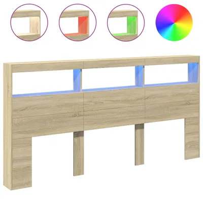 Image de Armoire tête de lit avec LED chêne sonoma 200x17x102 cm