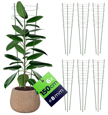 Obrázek produktu pro KADAX opora pro popínavé rostliny, 150 cm, 6 kusů, ocelová opora, opora pro květiny, držák na rostliny, mřížka pro popínavé rostliny do zahrady nebo do květináče, opěrná věž pro rajčata