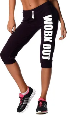 Produktbild von Damen 3/4 Jogginghose mit "WORK OUT"; Pflaume XXL/44
