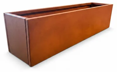Produktbild von IvoQ Cortenstahl Pflanzkübel Rechteckig 120 x 30 x 30 cm – Ohne Boden – Rostbraun, KI-generiertes Bild