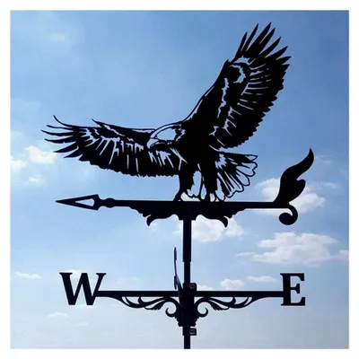 Produktbild von Wetterfahne aus Metall im Vintage-Stil, schwarz, Windrichtungsanzeige für den Außenbereich, Garten, Dach, Dekoration