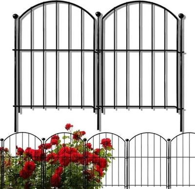 Zdjęcie produktu dla Ogrodzenie ogrodowe metalowe czarne 10 paneli 32X43 cm bariera