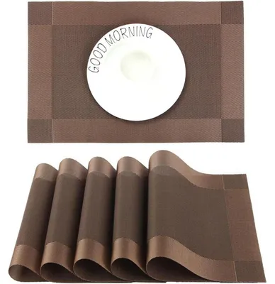 Obrázok produktu pre Podložky pod taniere, umývateľné, 6 kusov, PVC, odolné voči teplu, protišmykové, 45x30 cm, hnedé