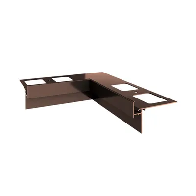 Immagine prodotto di Profilo di gronda in alluminio Renoplast K35 pavimento in ceramica, angolo interno 90°, marrone